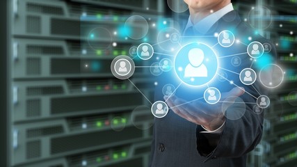 Businessman working on digital chart, business strategy concept