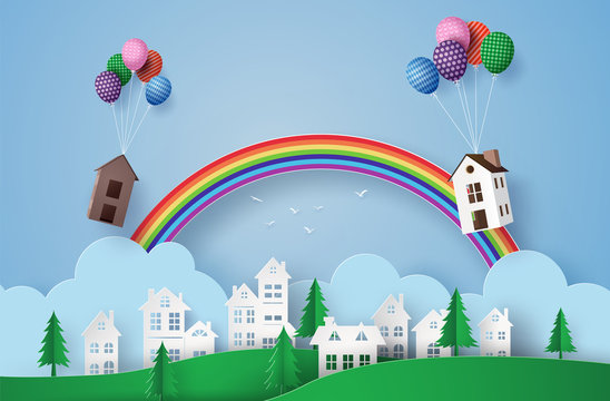  house hanging with colorful balloon