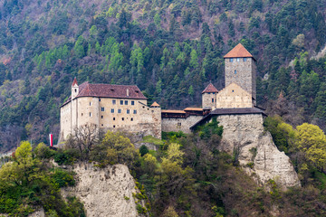 Fototapeta na wymiar Detail view on Tyrol Castle. Tirol Village, Province Bolzano, South Tyrol, Italy.