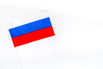 Independence Day of Russian Federation concept with flag on white background top view