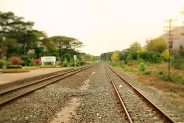 Fototapeta na wymiar Train station and railway