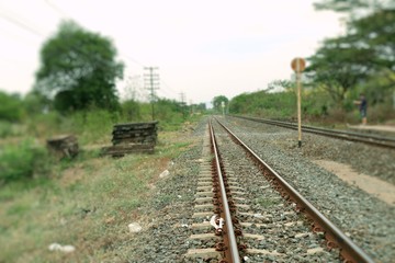 Fototapeta na wymiar Train station and railway