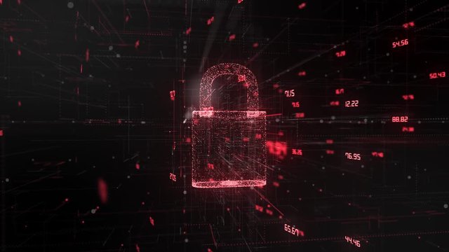 Digital security using encryption as firewall to protect information - Conceptual animation 3D render