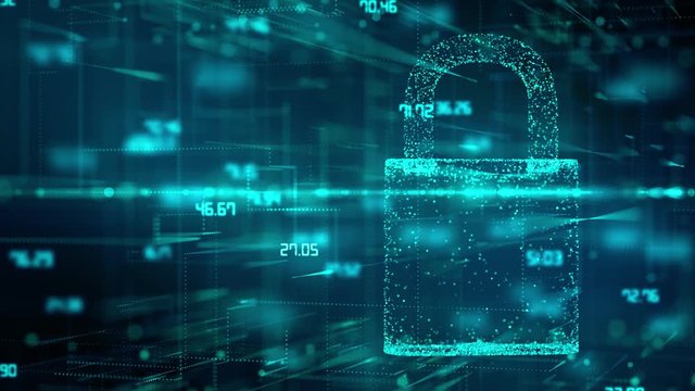 Safe secure password protected encrypted data for identity protection - Conceptual animation 3D render