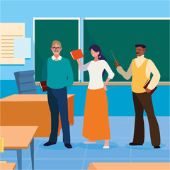 teachers group in the classroom characters