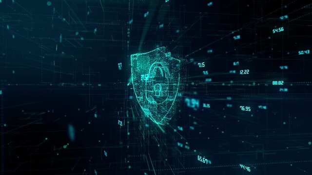 Online security from virus attack over encrypted digital data global networks - Conceptual animation 3D render