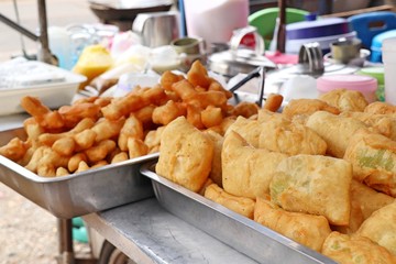 Deep-fried dough stick at market