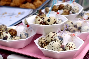 Quail eggs at street food