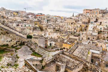 Panoramas of the ancient medieval city of Matera, in Italy.