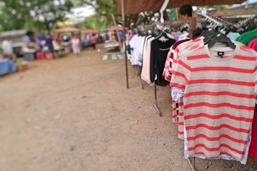 Fototapeta na wymiar shop clothes for sales at market