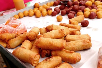 spring rolls at street food