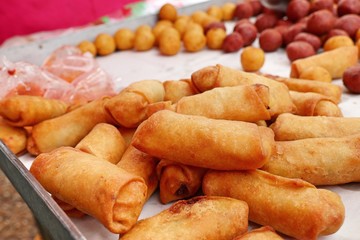spring rolls at street food