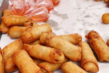 spring rolls at street food