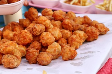 fried nuggets at street food