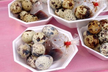 Quail eggs at street food