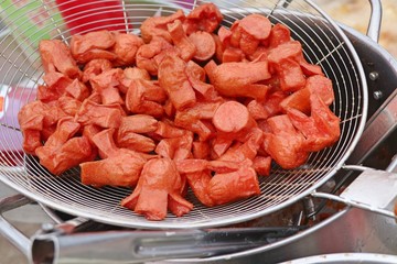 Fried sausage at street food