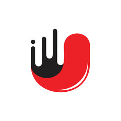 letter u simple water movement 3d logo vector