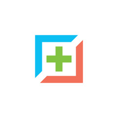 plus medical colorful geometric square logo vector