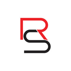 letter rs simple linked geometric line logo vector