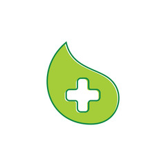 plus medical leaf shape simple logo vector