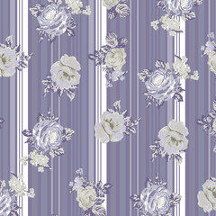 Tartan pattern over floral bouquet and flowers pattern