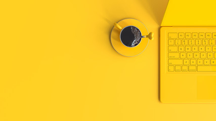 minimal idea concept. coffee yellow cup.