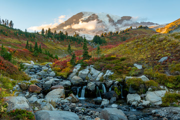 Edith Creek with Mt. Rainier in Fall © kellyvandellen