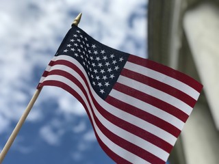 American Flag with Columns. Photo image
