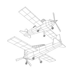 Plane Abstract polygonal wireframe airplane. Travel aircraft, tourism and vacation concept. Wireframe low poly mesh vector illustration