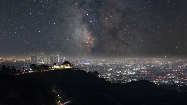 Milky Way Night Sky over Griffith Observatory in Los Angeles