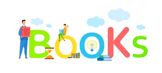Books Stylized Multicolor Flat Vector Typography
