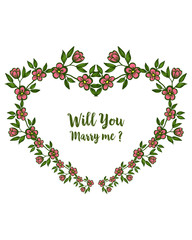 Vector illustration artwork of wreath frame for decorative of will you marry me