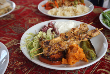 Chicken kababs the traditional Turkish food