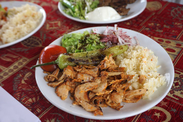 Chicken kababs the traditional Turkish food