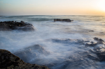 seascape of tifnit rocks long exposure sunset