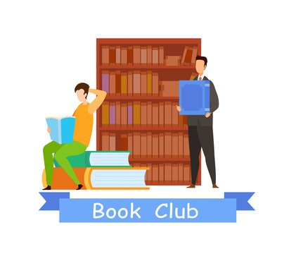 Book Club Web Banner Vector Template With Text