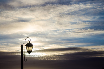 street lamp on background of blue sky