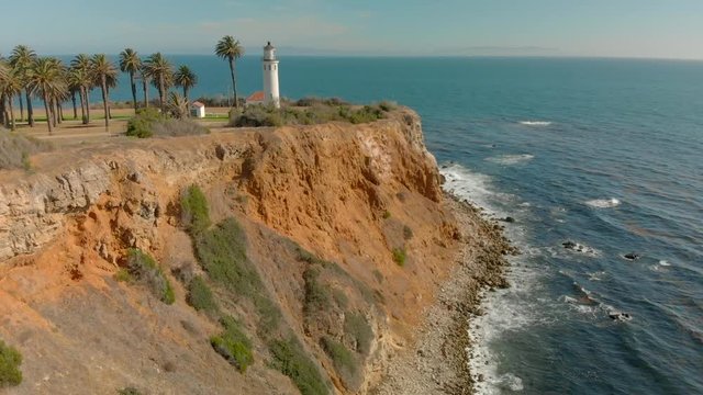 Aerial view of the ​lighthouse in Palos Verdes, California.