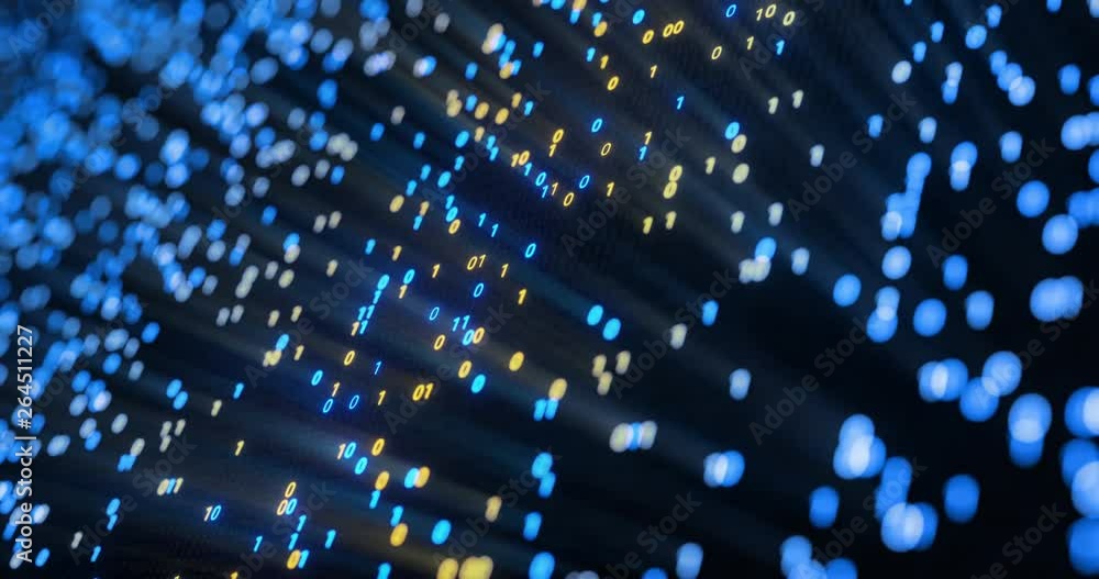 Poster Big data cloud computing internet of things IOT AI network technology. Seamless loop 4K VJ background. Data center digital code futuristic information technology. 3D rendering