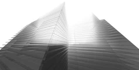Fototapeta premium 3D illustration architecture building perspective lines.