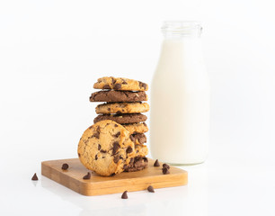 chocolate chip cookies and milk