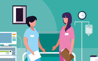 female medicine workers in operating theater