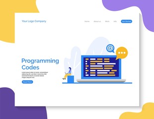 Programming codes landing page vector background.