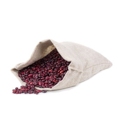 Red beans in a canvas bag