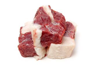 huge red meat chunk isolated over white background 