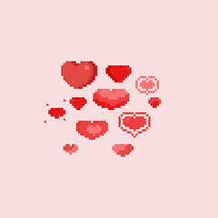 Pixel heart set.8bit.Valentine's day.