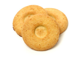 Biscuits with whole-wheat flour. Crunchy, grains  on white background