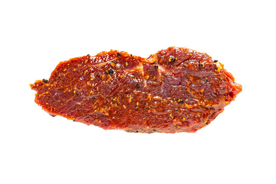 Beef Steak Meat marinated closeup isolated on a white background