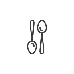 Two spoons line icon. linear style sign for mobile concept and web design. Teaspoon outline vector icon. Symbol, logo illustration. Pixel perfect vector graphics