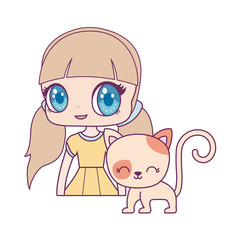 cute little doll with cat animal
